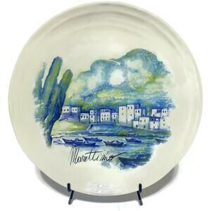 Moorettimo Ceramica Cuore Oversized Serving Plate Seaside Setting 15.5"